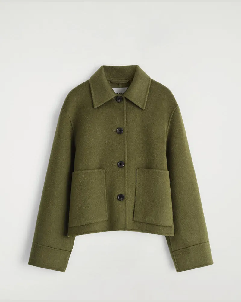 COS Kastenförmige Wolljacke Aus Doubleface-Material Grün