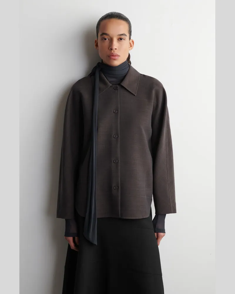 COS Hemd Aus Woll-Mix Mit Abgerundeter Silhouette Braun