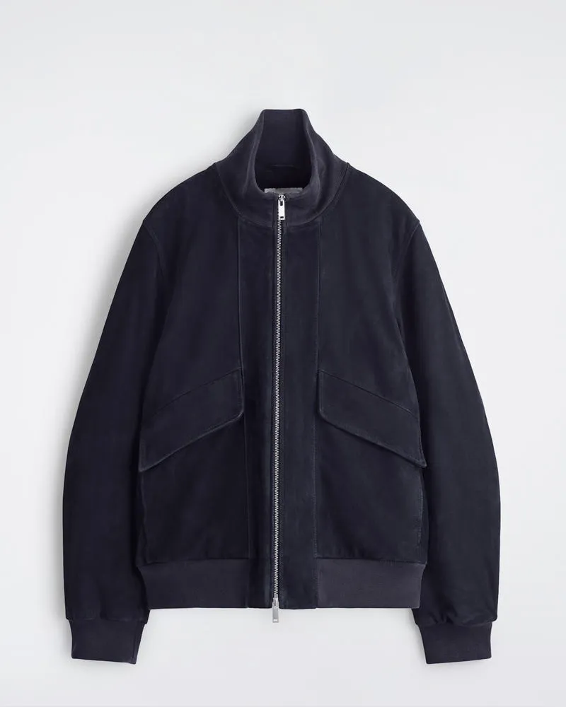 COS Fliegerjacke Aus Veloursleder Blau