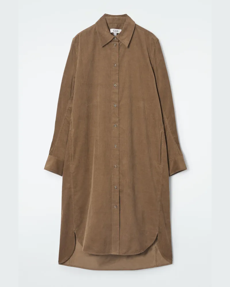 COS Hemdkleid Aus Cord In Midilänge Braun