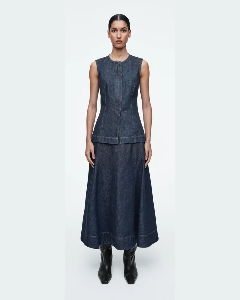 COS Midirock Aus Raw Denim In A-Linie Blau