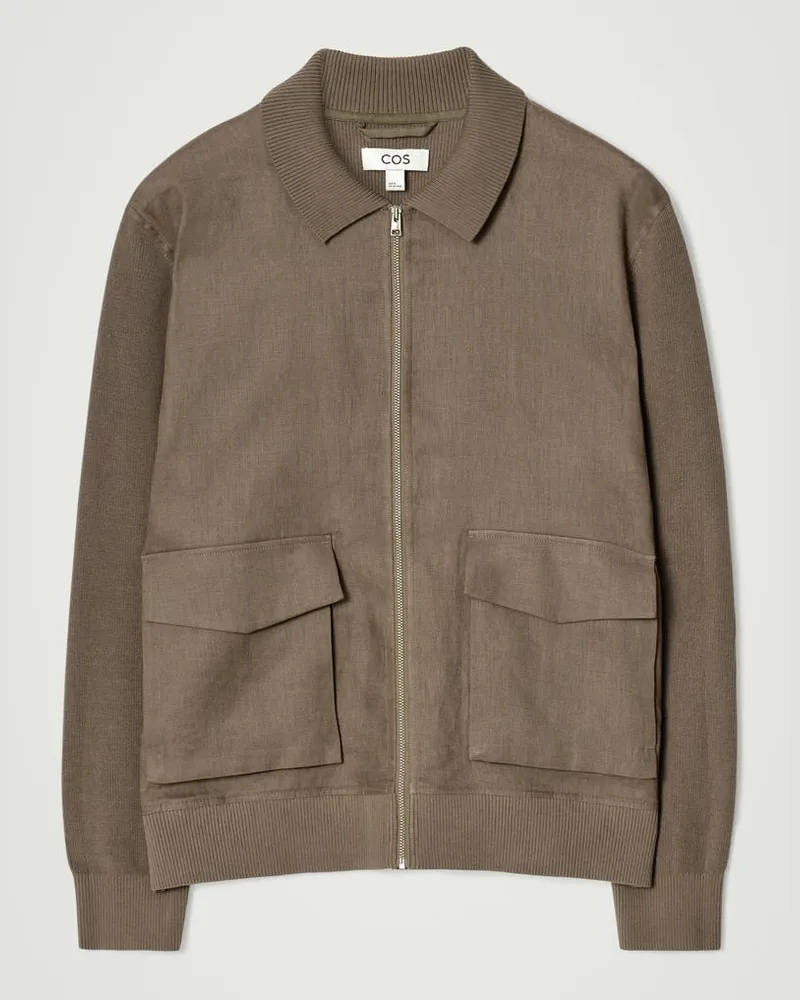 COS Gestrickte Jacke Aus Leinen Beige