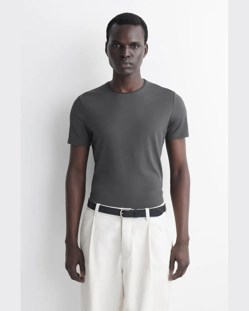 COS Schmal Geschnittenes T-Shirt Aus Baumwolle Grau