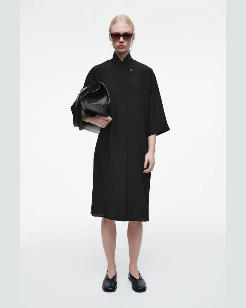 COS Hemdkleid Aus Seide Mit Gürtel Schwarz