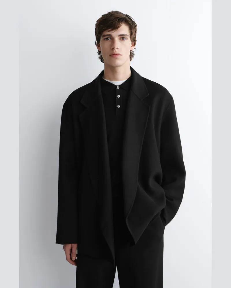 COS Doubleface-Hemdjacke Aus Wolle Schwarz