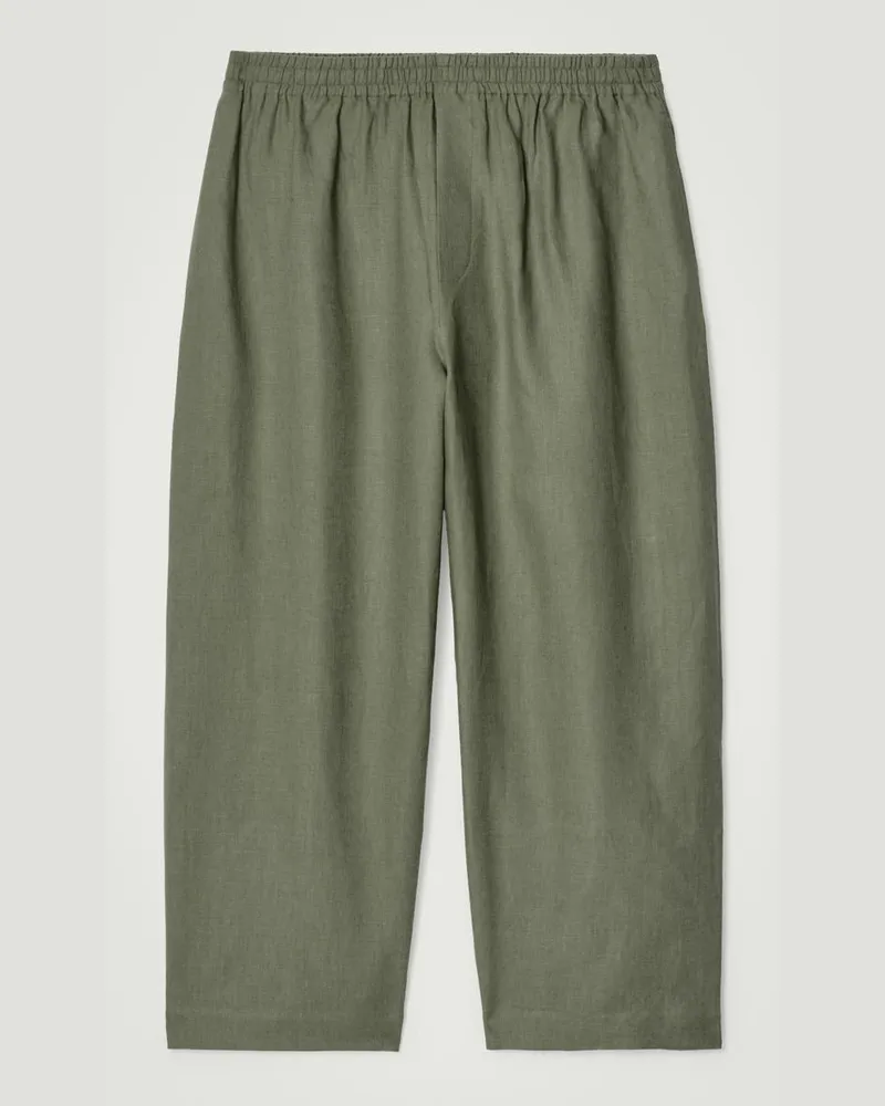 COS Leinenhose Mit Weitem Bein Und Elastischem Bund Grün