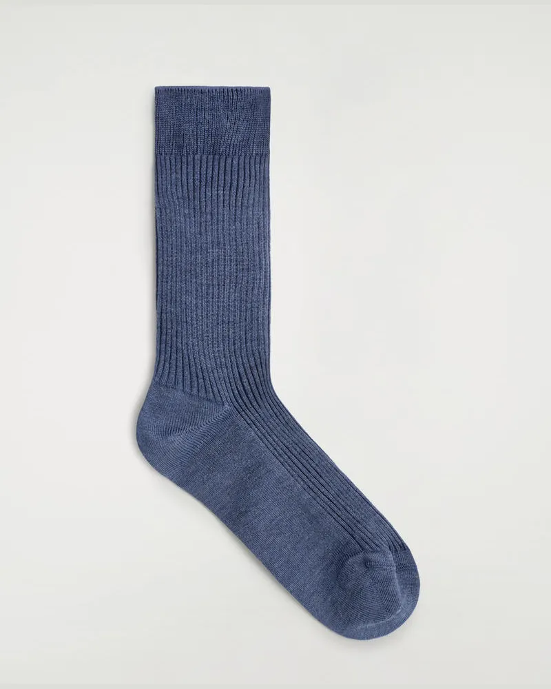 COS Gerippte Socken Aus Seide Blau