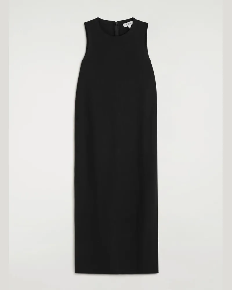 COS Ärmelloses Midikleid Aus Crêpe Schwarz