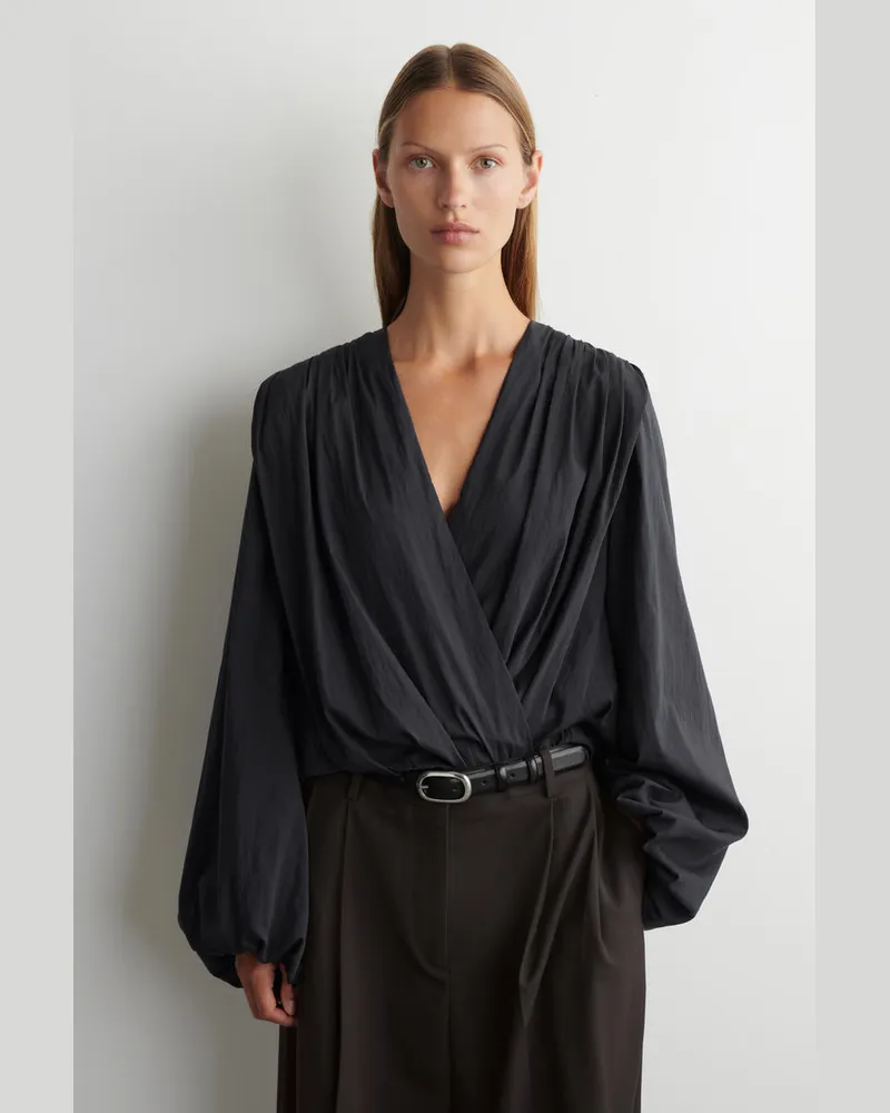 COS Wickelbluse Mit Raffungen Grau