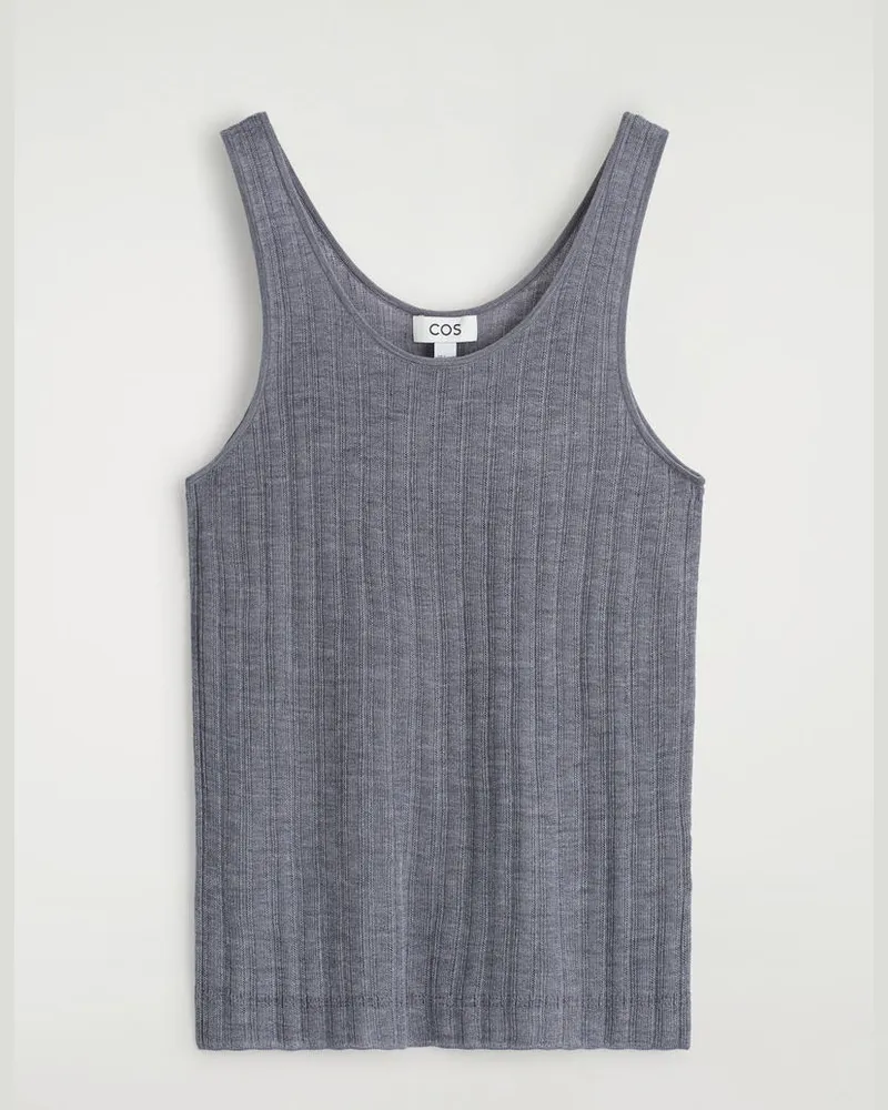 COS Geripptes Tanktop Aus Seide Grau