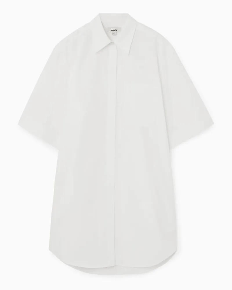 COS Oversized-Mini-Hemdkleid Aus Popeline Weiß