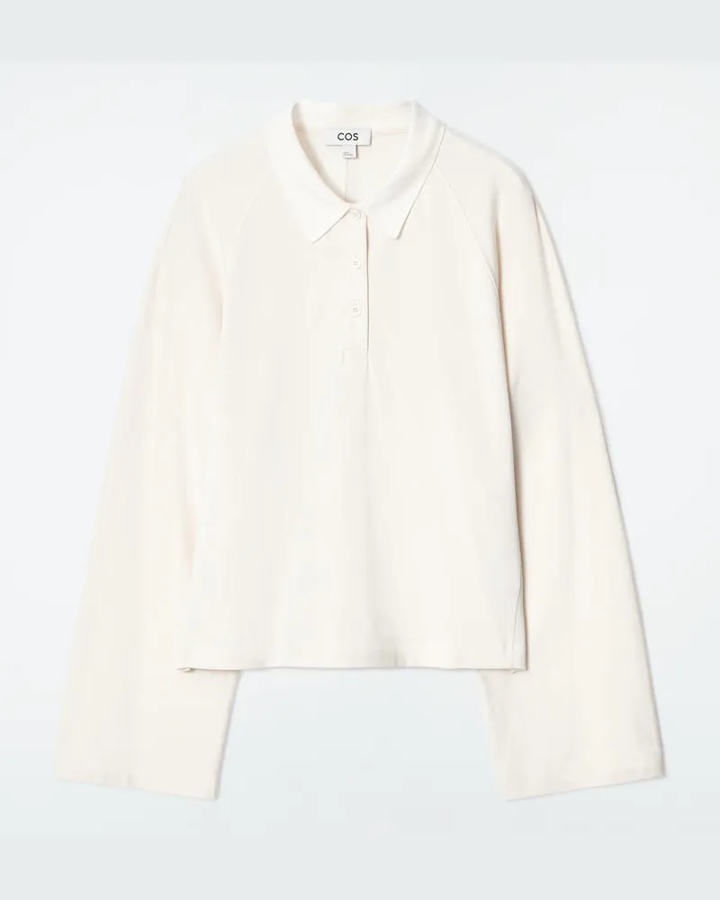COS Kastenförmiges Poloshirt Mit Langen Ärmeln Weiß