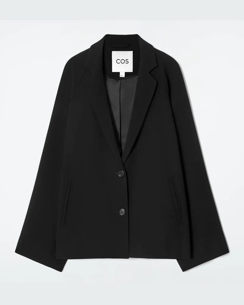 COS Fliessender Einreihiger Oversized-Blazer Schwarz