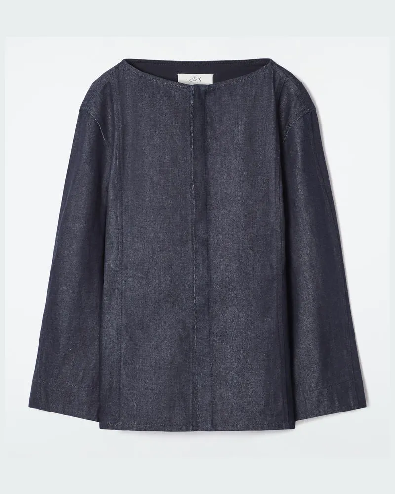 COS Das Hemd Aus Raw Denim Mit Geradem Ausschnitt Blau