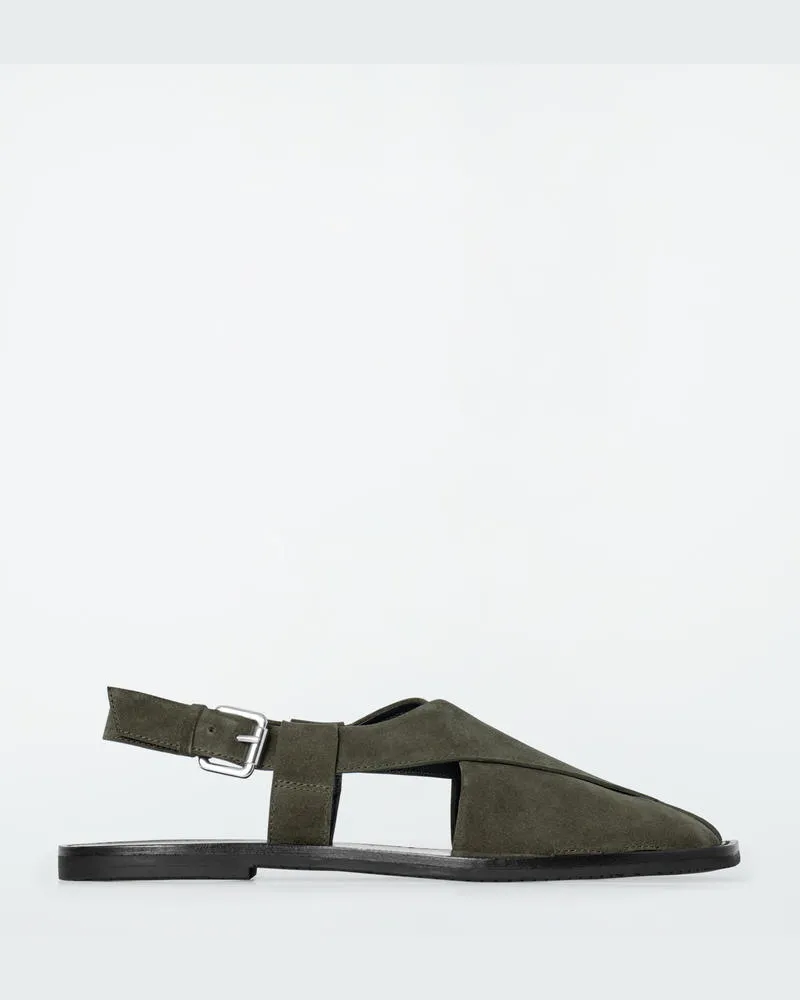 COS Slingback-Sandalen Aus Veloursleder Grau