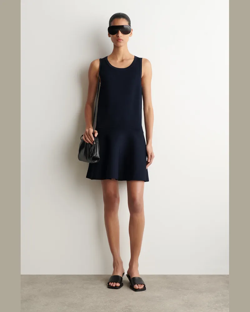 COS Ausgestelltes Minikleid Aus Strick Blau
