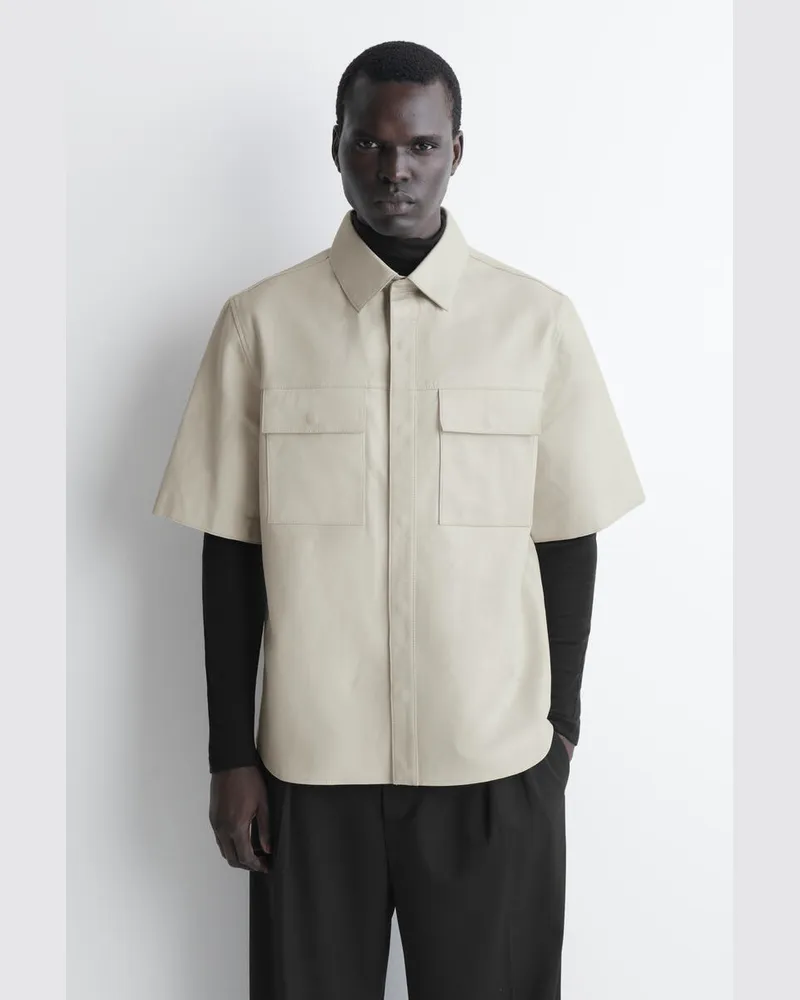COS Kurzarmhemd Aus Leder Beige