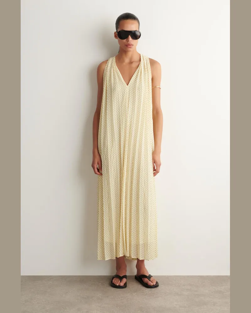 COS Maxikleid Aus Georgette Mit Bindedetail Und Falten Gelb