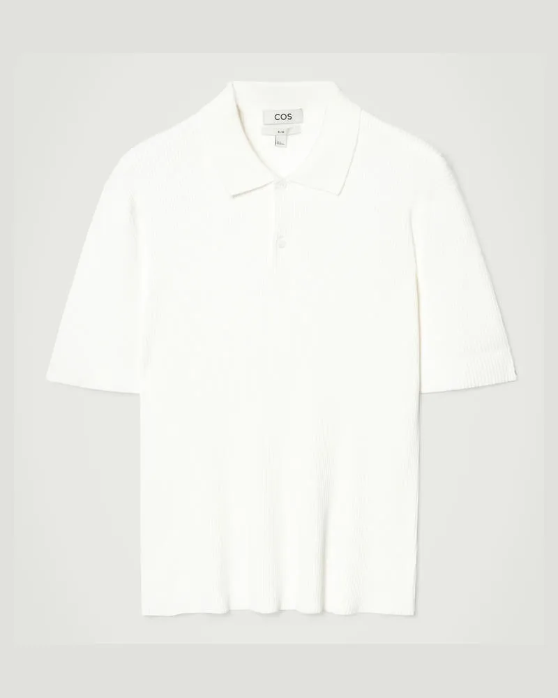 COS Schmal Geschnittenes Poloshirt Aus Rippstrick Weiß