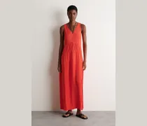 Maxikleid Mit V-Ausschnitt, Falten Und Raffungen