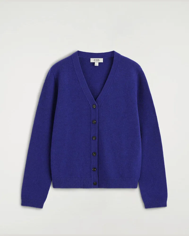 COS Strickjacke Aus Merinowolle Mit V-Ausschnitt Blau