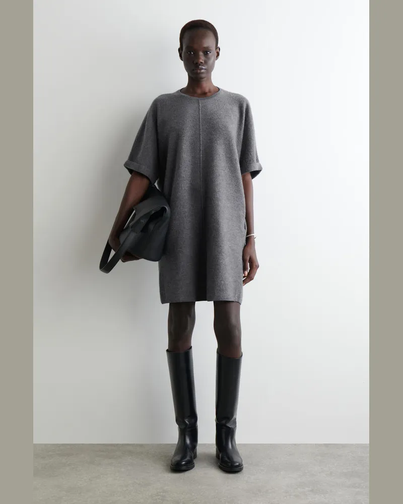 COS Skulpturales Minikleid Aus Merinowolle Grau