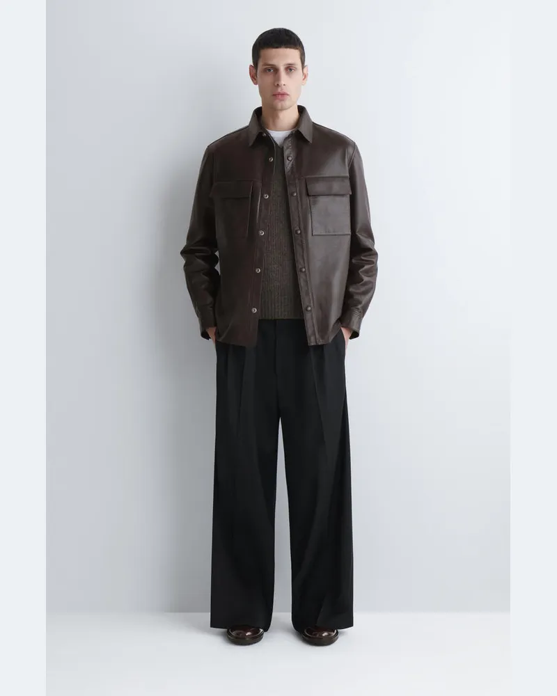 COS Wollhose Mit Weitem Bein Und Falten Schwarz