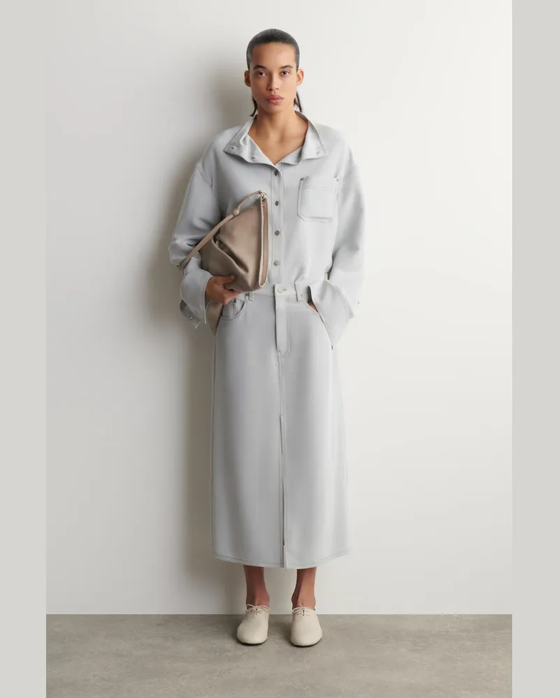 COS Midirock Aus Seide Mit Denim-Effekt Grau