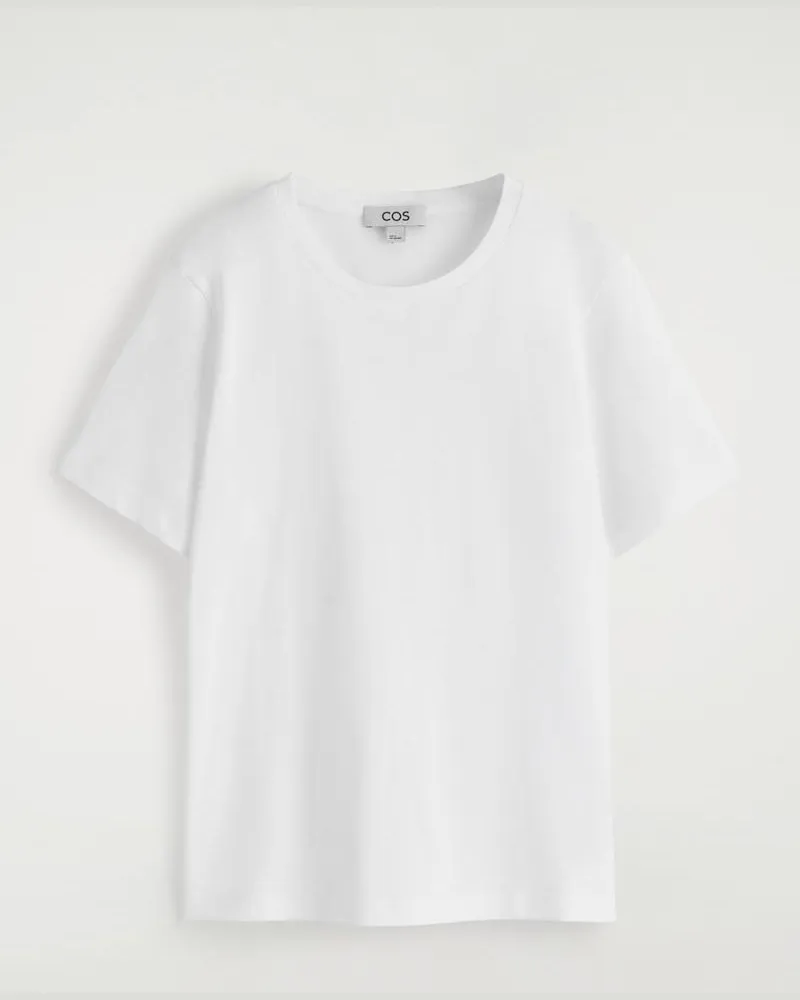COS T-Shirt Aus Baumwolle Mit Rundhalsausschnitt Weiß