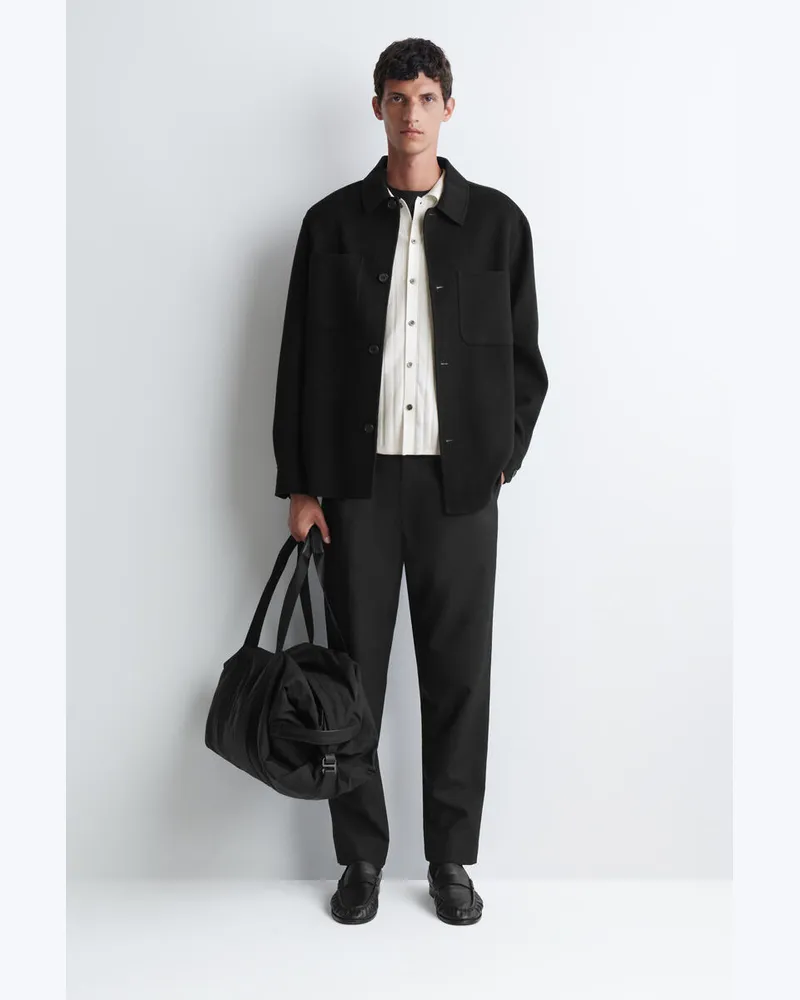 COS Leather-Detail Duffle Bag - Nylon Schwarz