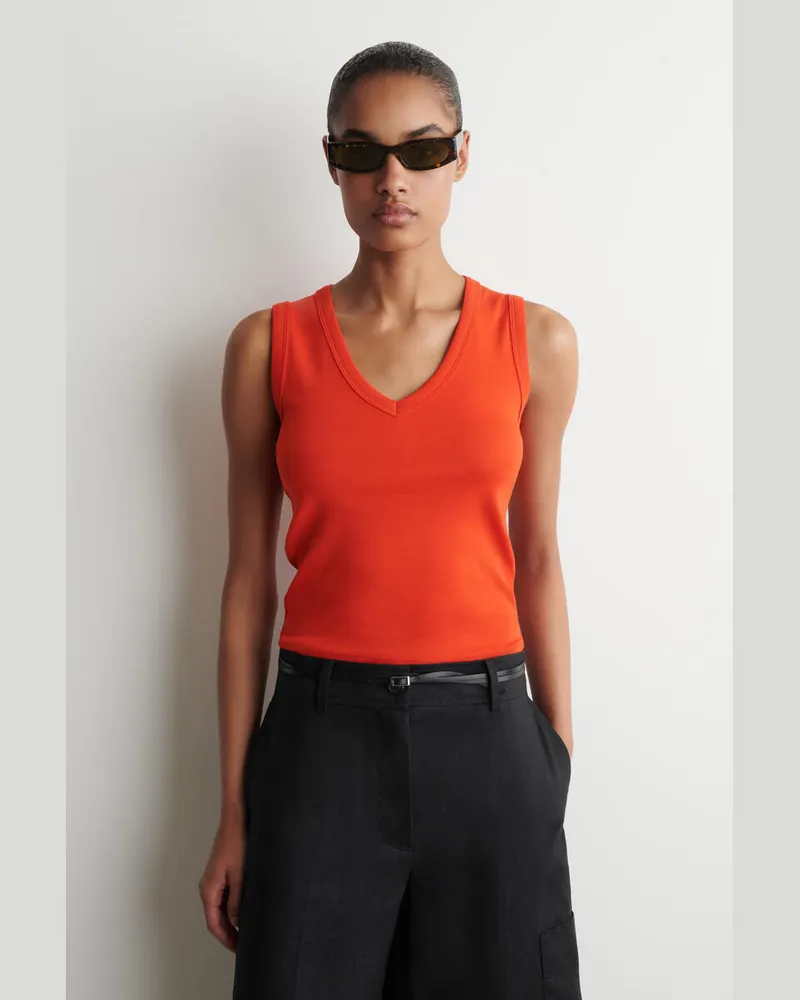 COS Tanktop Aus Baumwolle Mit V-Ausschnitt Orange
