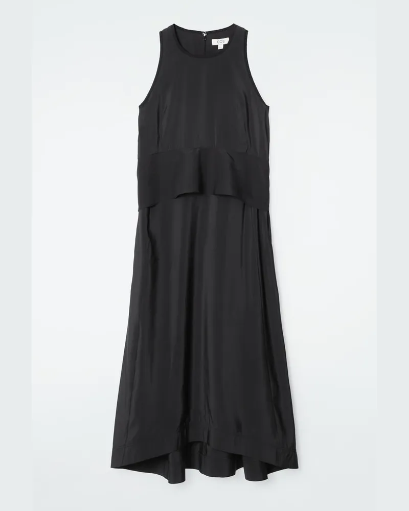 COS Maxikleid Mit Drapiertem Schösschen Schwarz
