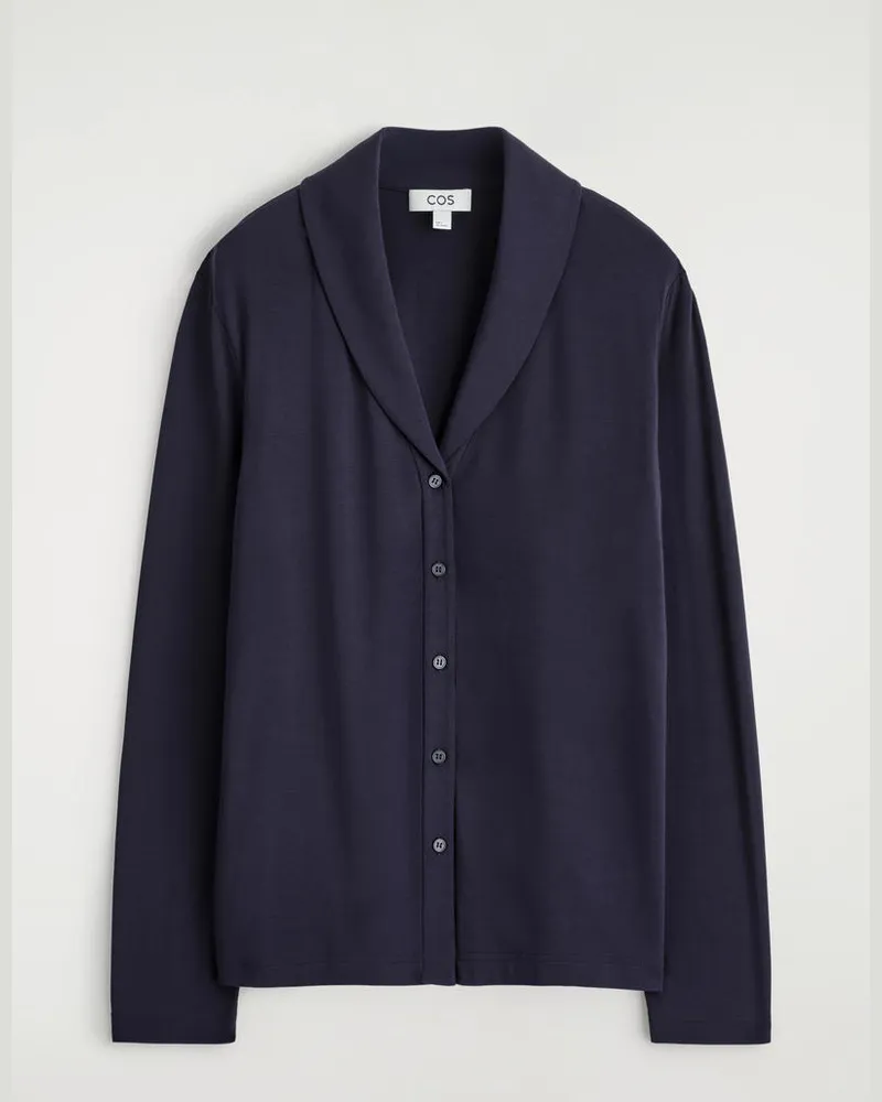 COS Strickjacke Aus Jersey Mit Schalkragen Blau