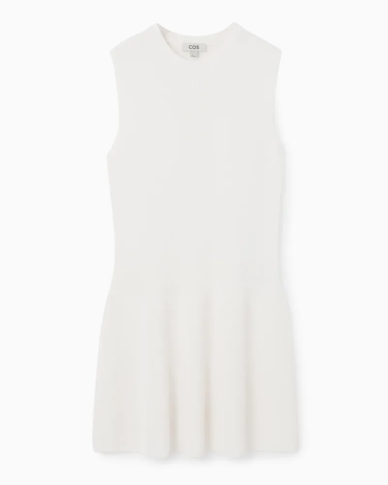 COS Minikleid Aus Rippstrick Mit Tiefer Taille Weiß