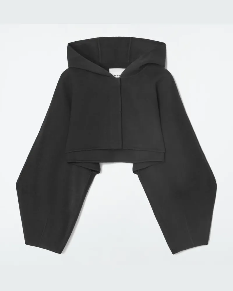 COS Verkürzte Kapuzenjacke Aus Doubleface-Wolle Schwarz