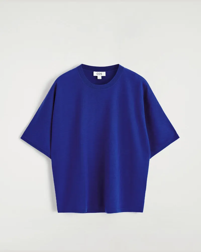 COS Strick-T-Shirt Aus Merinowolle Blau