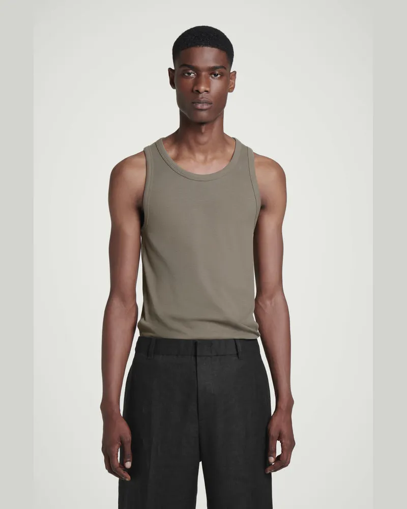 COS Schmales Geripptes Tanktop Aus Baumwolle Blau