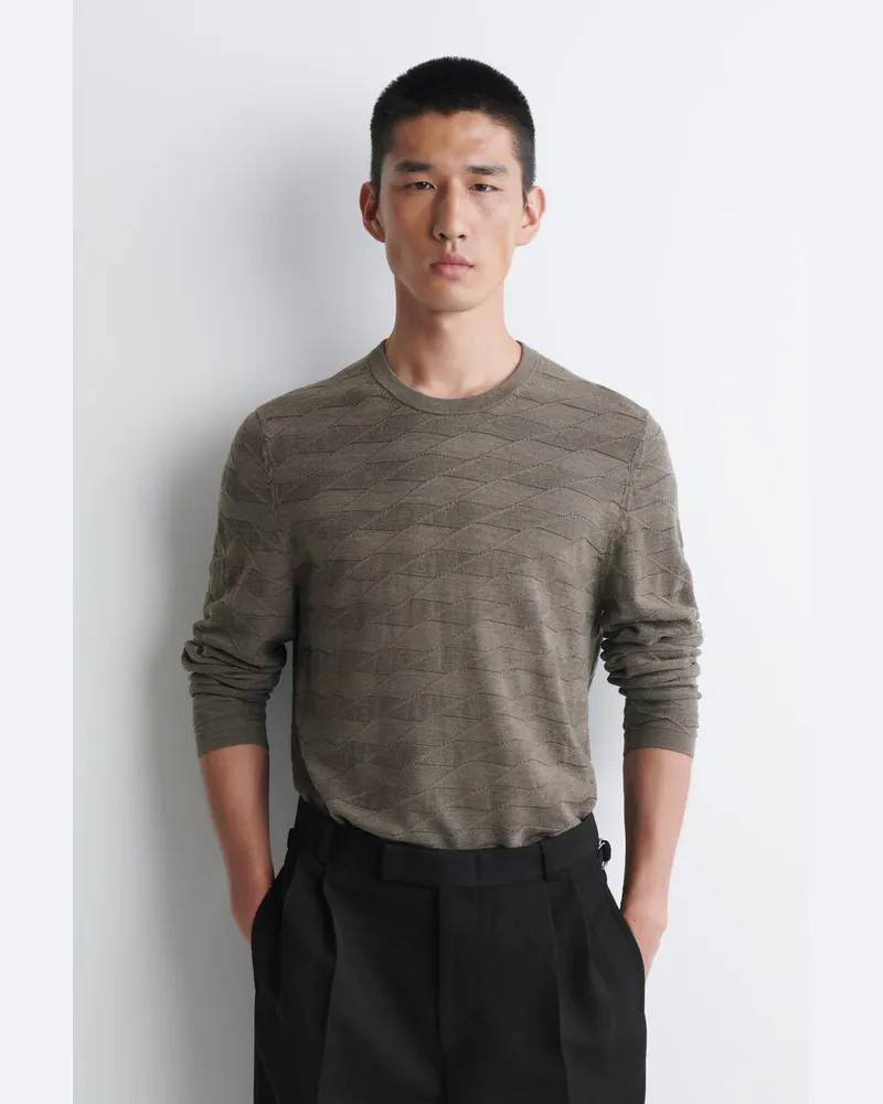 COS Strickpullover Aus Merinowolle Mit Muster Braun