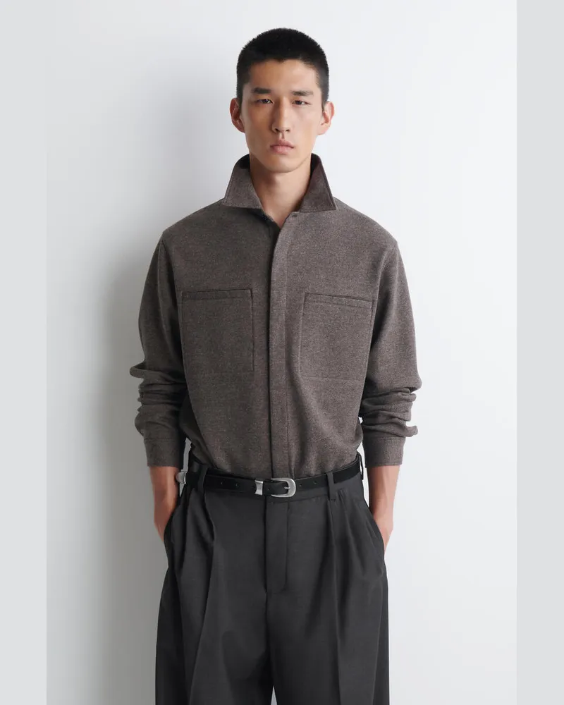 COS Lockere Hemdjacke Aus Meliertem Jersey Beige