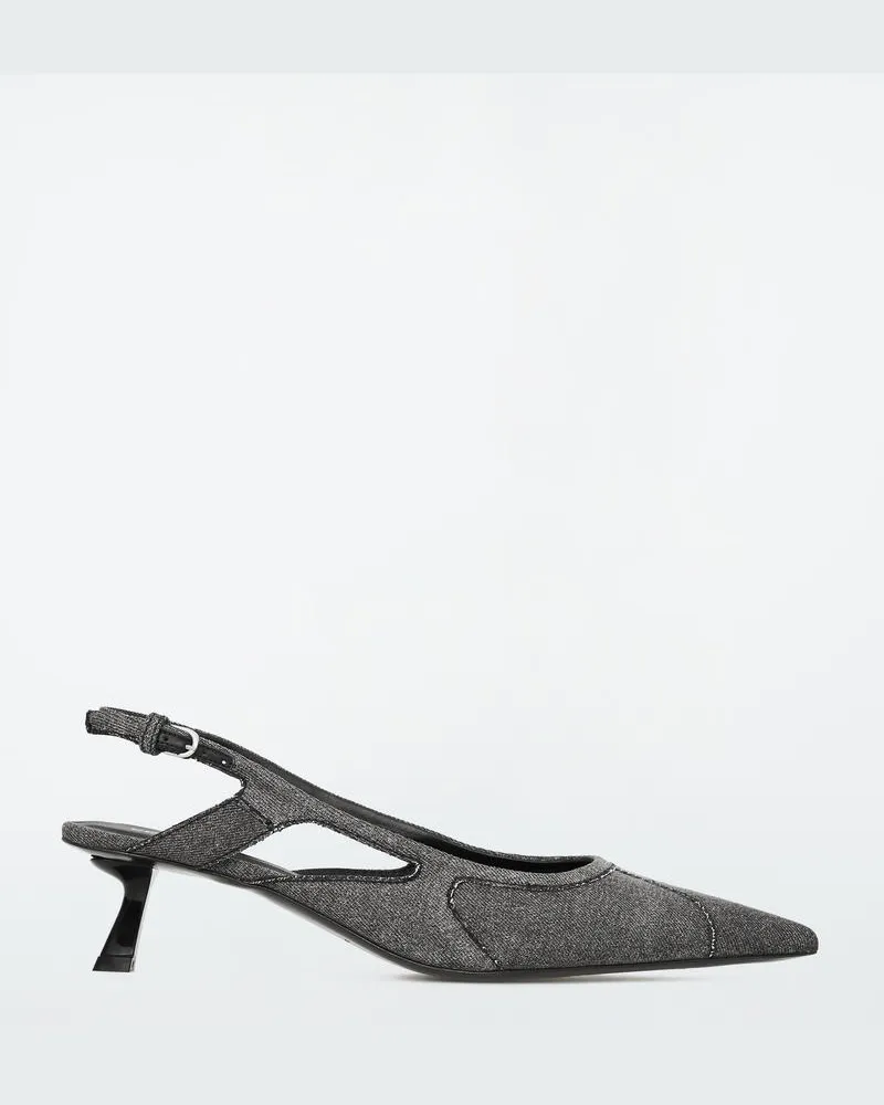 COS Spitze Kitten-Heels Aus Denim Mit Slingback-Riemen Grau