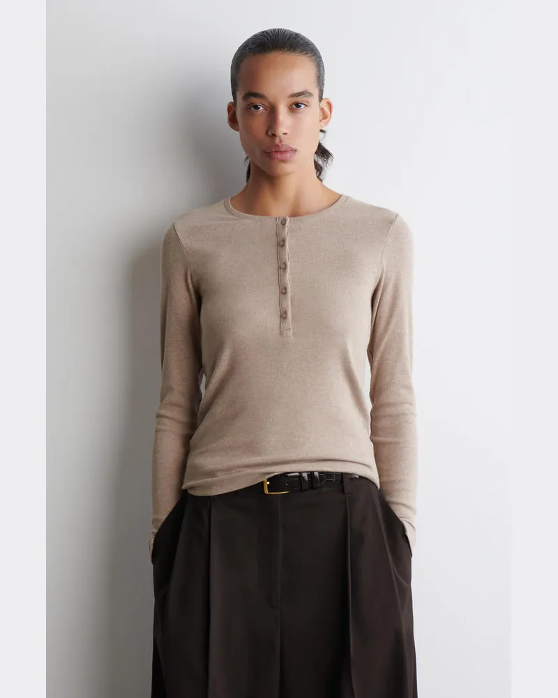 COS Langärmliges Henley-Oberteil Blau
