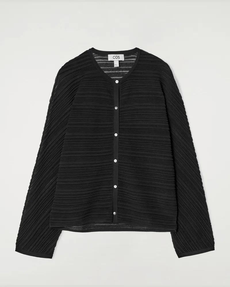 COS Plissierte Strickjacke Schwarz