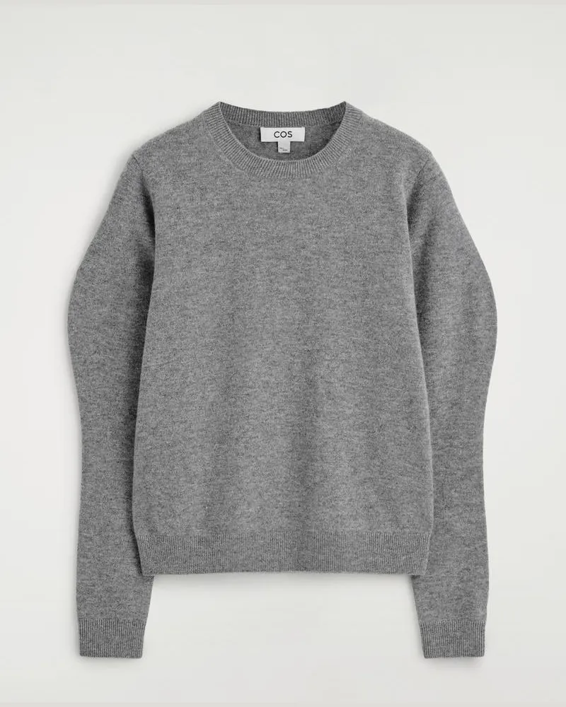 COS Pullover Aus Merinowolle Mit Ballonärmeln Grau