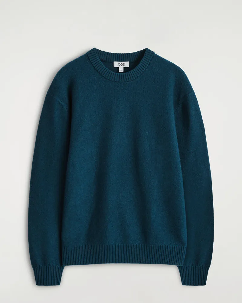COS Rundhalspullover Aus Kochwolle Türkis