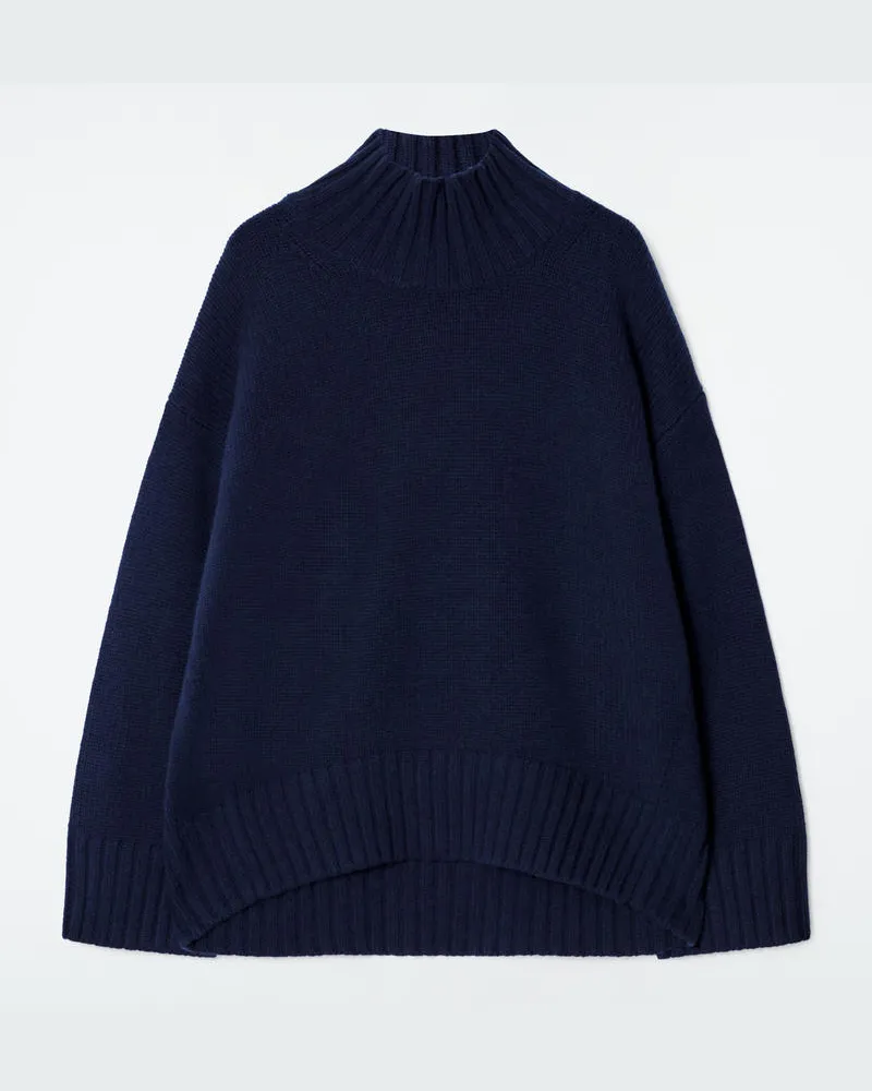 COS Grobstrickpullover Aus Kaschmir Mit Rollkragen Blau