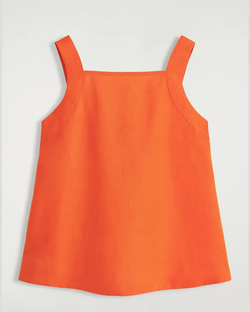 COS Top Aus Leinen Mit Bindedetail Hinten Orange