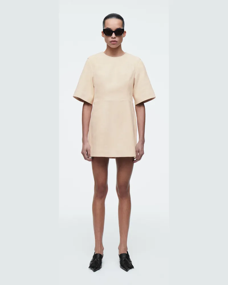 COS Kurzes T-Shirt-Kleid Aus Veloursleder Weiß