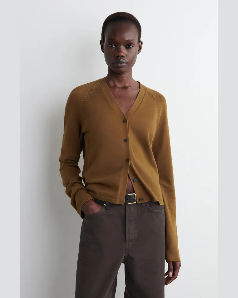 COS Strickjacke Aus Baumwolle Mit V-Ausschnitt Beige