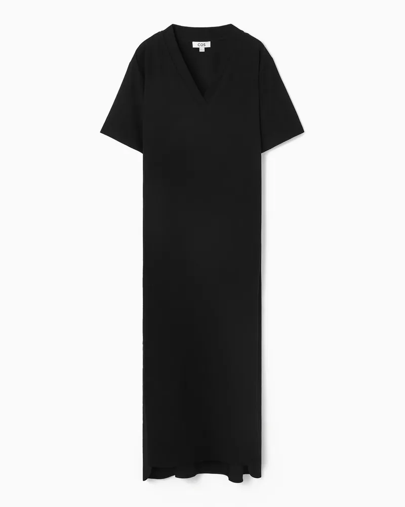 COS Midikleid Mit V-Ausschnitt Schwarz