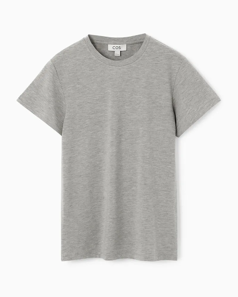 COS Leicht Verkürztes Schmal Geschnittenes T-Shirt Grau